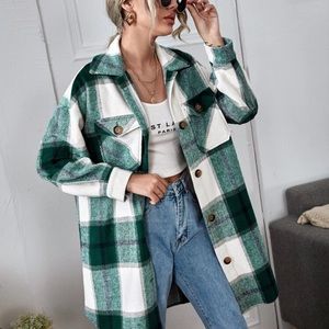 SHEIN drop shoulder plaid coat